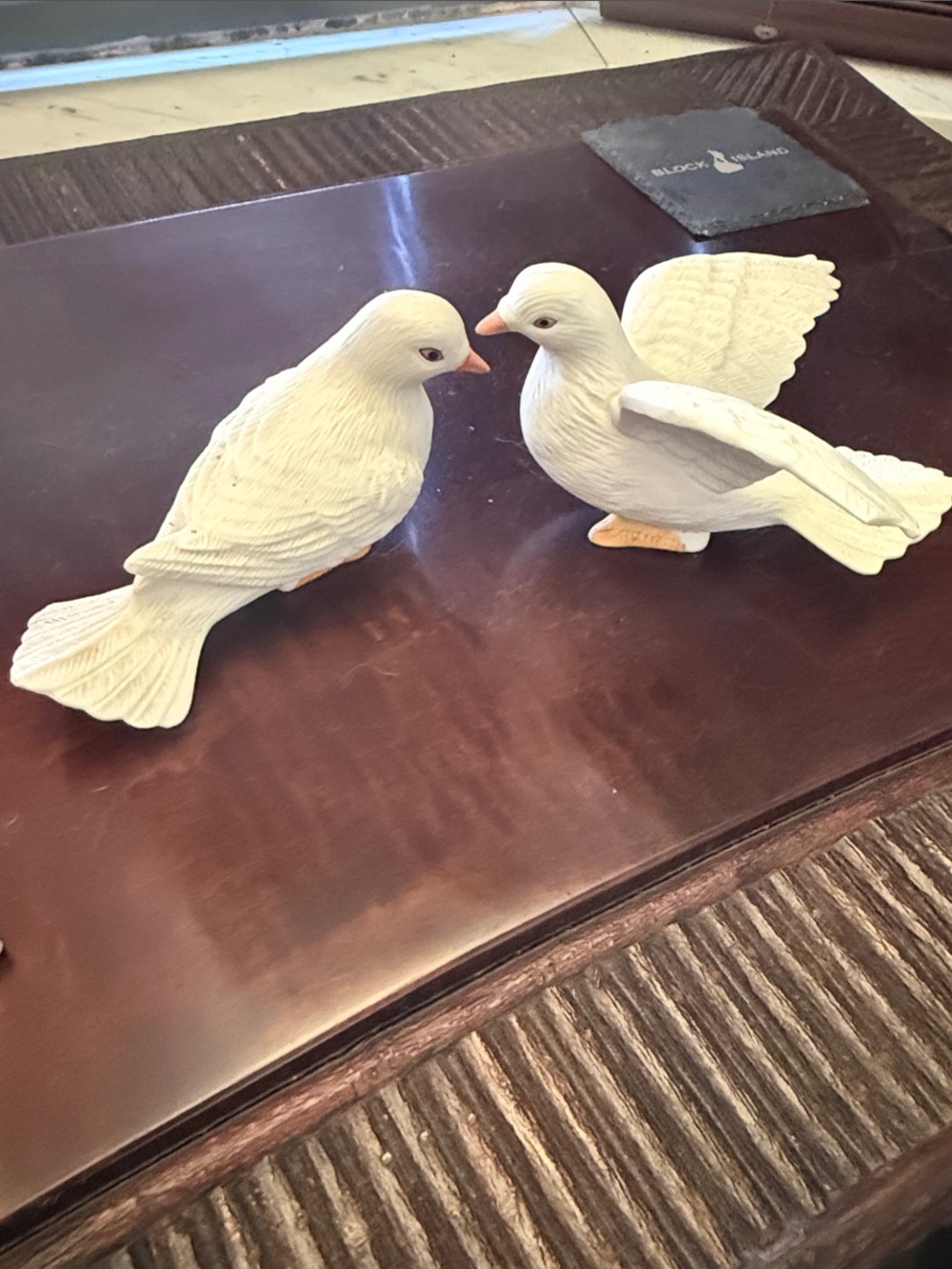 Homco Alabaster Dove Figurines - Set of 2